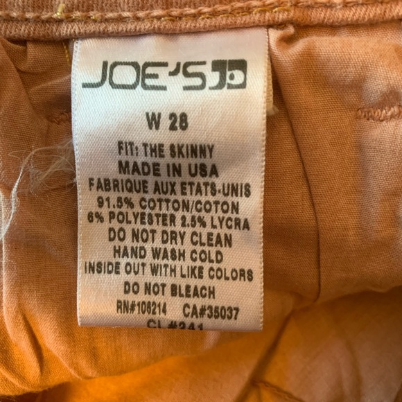 Joes “ The Skinny” Stretch Deep Antiqued Mustard Gold Jeans Size 28 - Picture 5 of 5